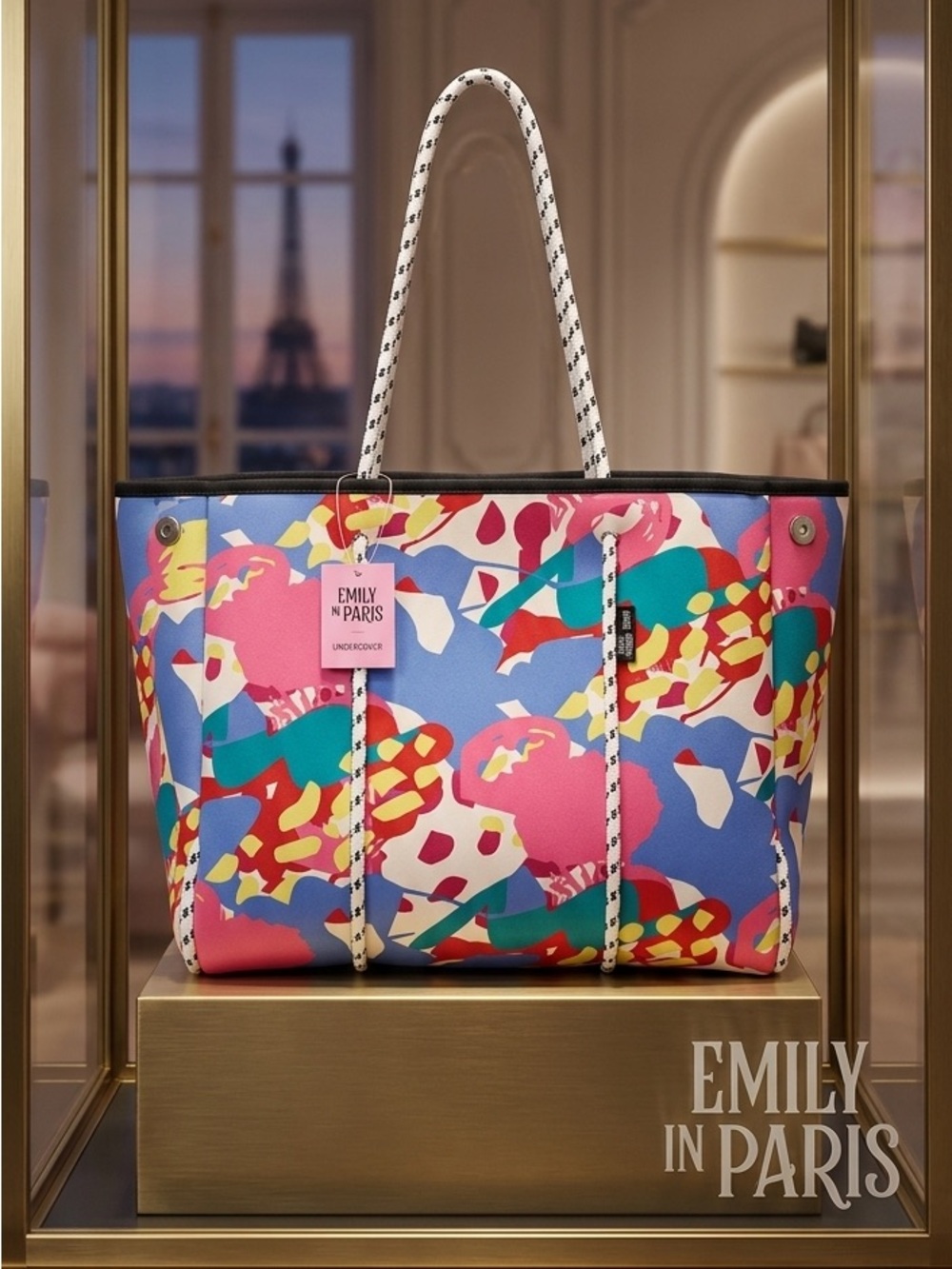 Undercover Graphic Print Card with Pastel Yellow, Pink & Red Accents
